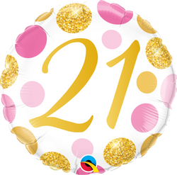 21st Birthday Pink/Gold Foil Balloon