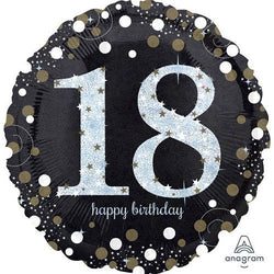 18th Birthday Black/Gold Foil Balloon - Yummy Box