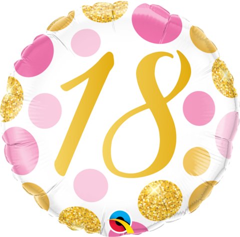 18th Birthday Pink/Gold Foil Balloon - Yummy Box