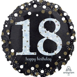 18th Birthday Black/Gold Foil Balloon