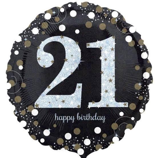 21st Birthday Black/Gold Foil Balloon - Yummy Box