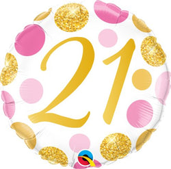 21st Birthday Pink/Gold Foil Balloon - Yummy Box