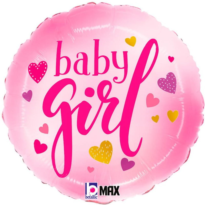 Baby Girl Pink Hearts Foil Balloon