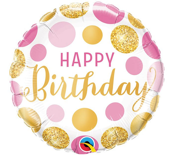 Happy Birthday Gold & Pink Foil Balloon - Yummy Box