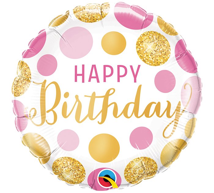 Happy Birthday Gold & Pink Foil Balloon - Yummy Box