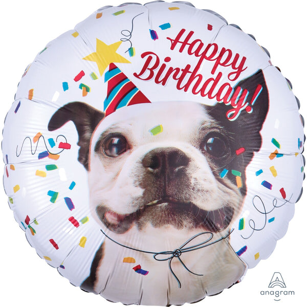 Happy Birthday Smiling Dog Foil Balloon