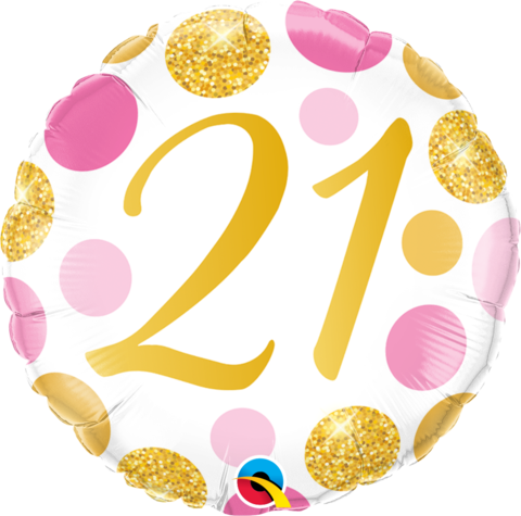 21st Birthday Pink/Gold Foil Balloon