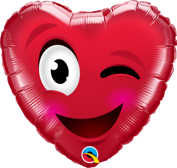 Smiley Wink Heart Foil Balloon