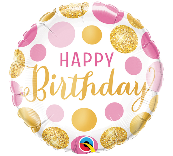 Happy Birthday Gold & Pink Foil Balloon